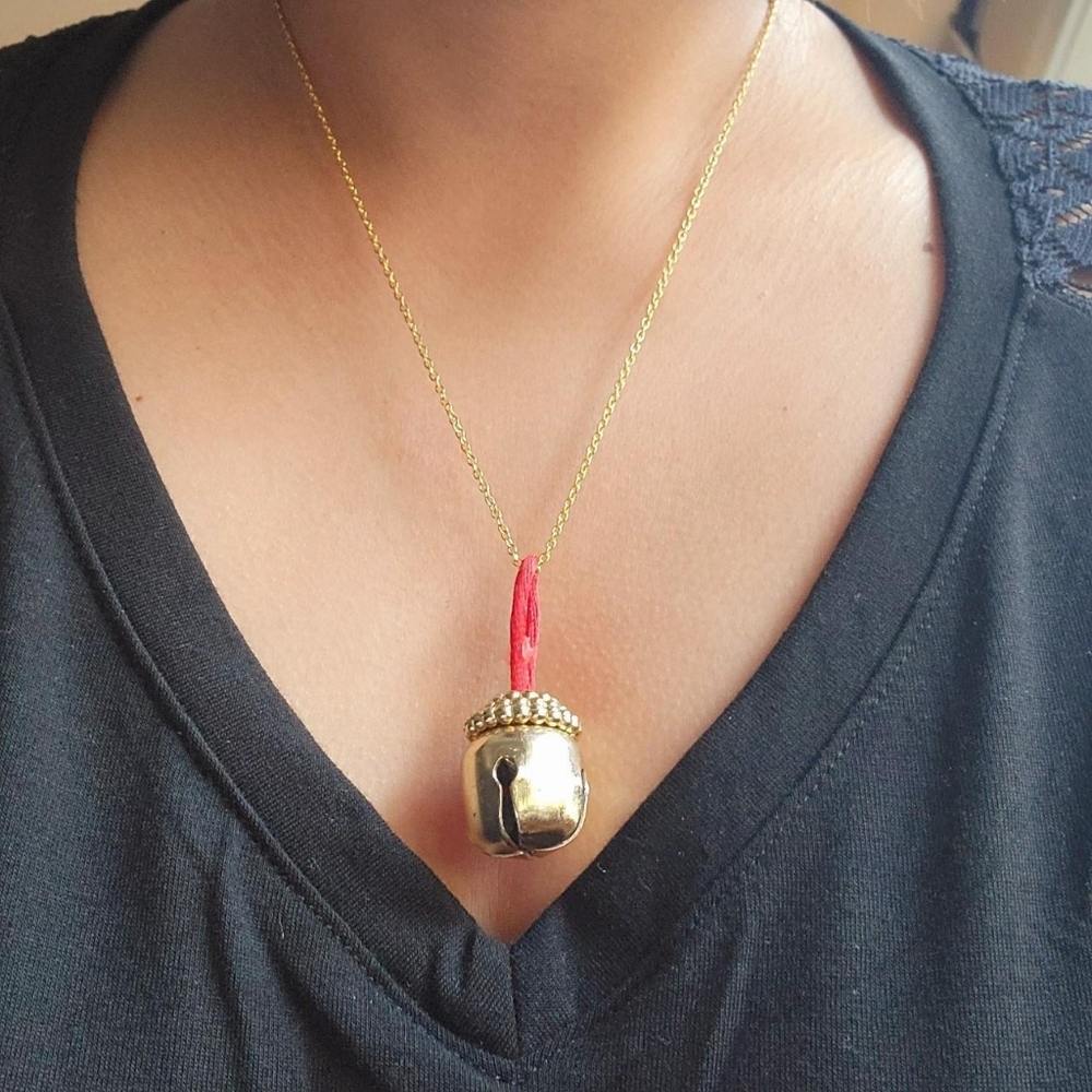 Vintage Gold Holiday Christmas Bell Necklace